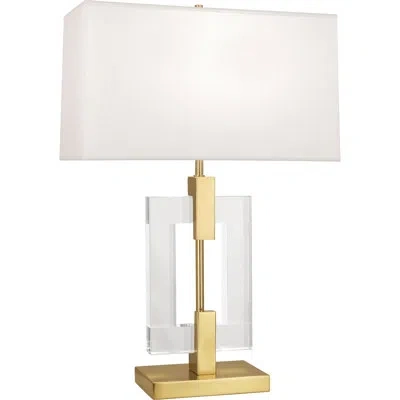 Robert Abbey Lincoln Table Lamp In Brass,clear,pearl Dupioni