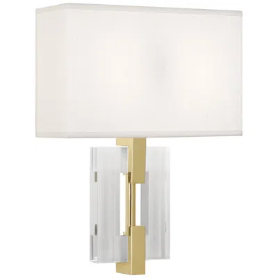 Robert Abbey Lincoln Wall Sconce Modern Brass & Crystal White Shade
