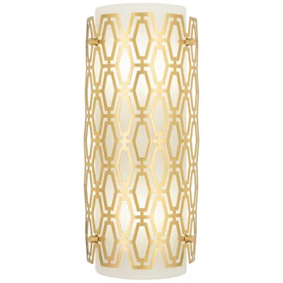 Robert Abbey Marcel 14.5"h Geometric Modern Brass Wall Sconce W/ Frost Cas White Shade