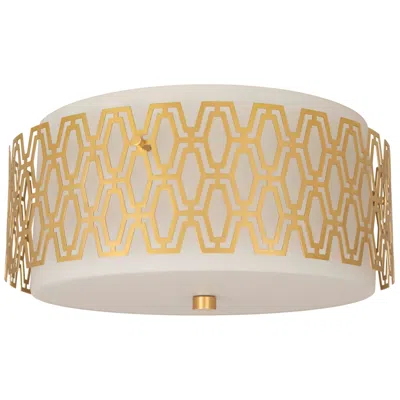 Robert Abbey Marcel 16"w Geometric Modern Brass Flush Mount W/ Frosted White Shade