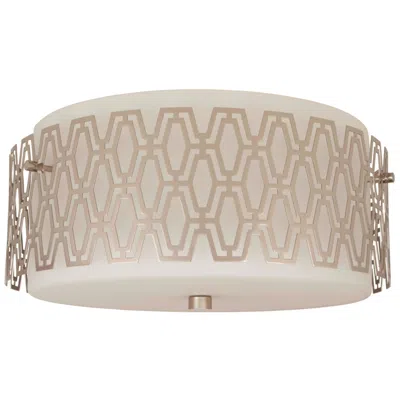 Robert Abbey Marcel 16"w Geometric Nickel Flush Mount W/ Frosted White Shade