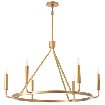 Robert Abbey Mavisten Edition Carbonia 6 - Light Geometric Chandelier In Mavisten Brass Duex