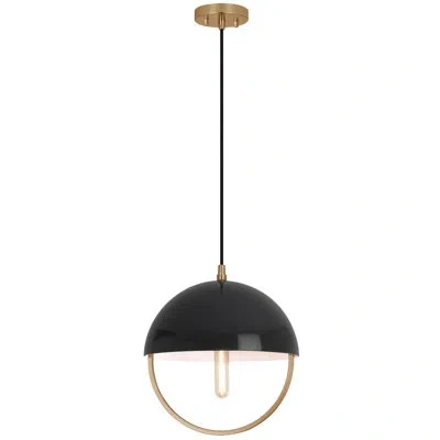 Robert Abbey Mavisten Edition Copernica 1 - Light Geometric Pendant In Piano Black,lacquer Burnish Brass