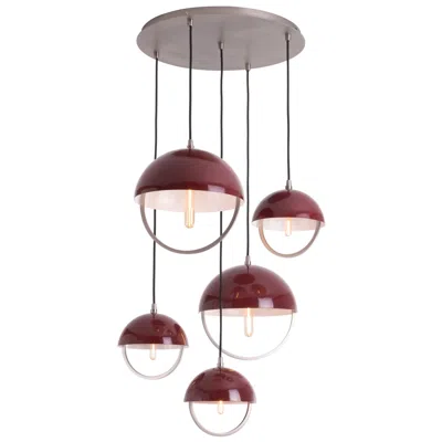 Robert Abbey Mavisten Edition Copernica 30" Wide Pewter And Oxblood Pendant