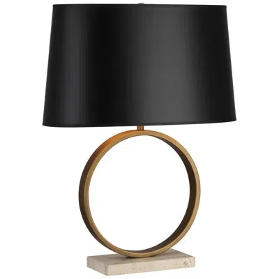 Robert Abbey Metal Ring Table Lamp With Stone Base In Beige;aged Brass