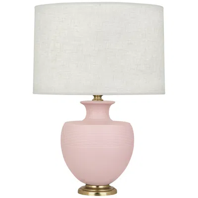 Robert Abbey Michael Berman Atlas 25 1/4" Brass And Woodrose Pink Ceramic Lamp