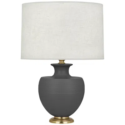 Robert Abbey Michael Berman Atlas Brass And Ash Glazed Ceramic Table Lamp