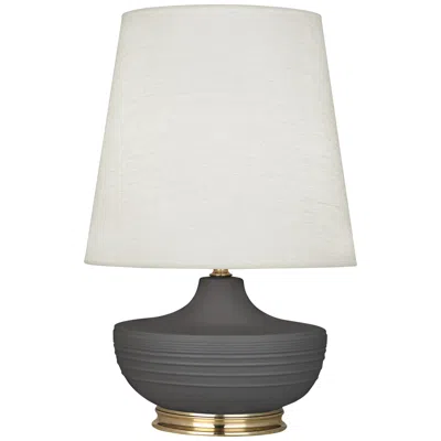 Robert Abbey Michael Berman Nolan 27 1/2"  Brass And Ash Gray Ceramic Table Lamp