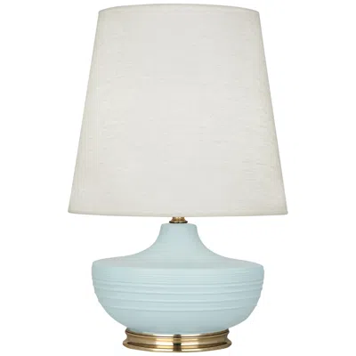 Robert Abbey Michael Berman Nolan Brass And Sky Blue Ceramic Table Lamp