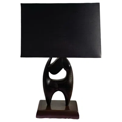 Pre-owned Robert Abbey Modernist Style Sold Out Ed Dark Bronze Color "mr. Dog" Table Lamp W/ Shade In Black