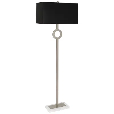 Robert Abbey Oculus 62 3/4" Black Shade Silver Metal Floor Lamp