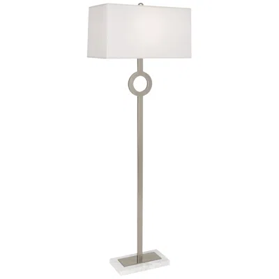 Robert Abbey Oculus 62 3/4" Linen Shade And Silver Floor Lamp