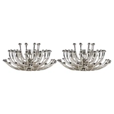 Pre-owned Robert Abbey Pair Of Vintage  Chrome "anemone" Wall Or Ceiling Fixtures In Transparent