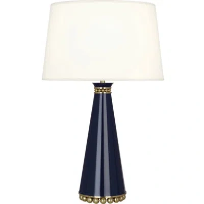 Robert Abbey Pearl 29.4" Table Lamp In Midnight Blue Modern Brass,white