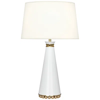 Robert Abbey Pearl Lily And Modern Brass Table Lamp With Fondine Shade In White