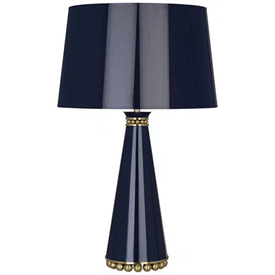 Robert Abbey Pearl Midnight Blue And Brass Table Lamp With Blue Shade