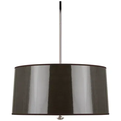 Robert Abbey Penelope Pendant Taupe Gloss Parchment Shade W/ Silver