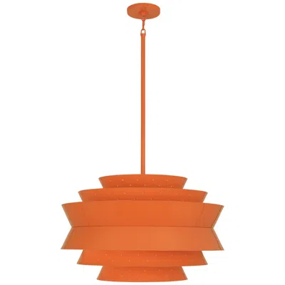 Robert Abbey Pierce 23" Perforated Tangerine Orange Modern Pendant