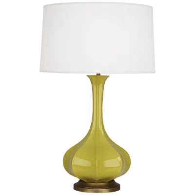Robert Abbey Pike 32" Modern Brass And Citron Green Ceramic Table Lamp