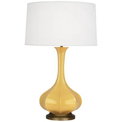 Robert Abbey Pike 32" Modern Brass And Sunset Yellow Ceramic Lamp
