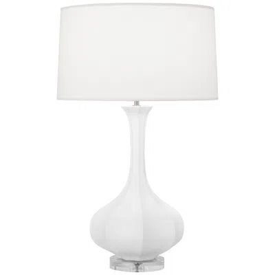 Robert Abbey , Pike, Matte Daisy Glazed Ceramic,lucite Base, Table Lamp