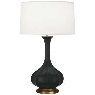 Robert Abbey , Pike, Matte Obsidian Glazed Ceramic, Table Lamp