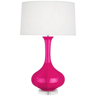 Robert Abbey , Pike, Razzle Rose Glazed Ceramic, Lucite Base, Table Lamp