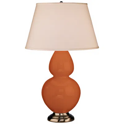 Robert Abbey Pumpkin Orange And Silver Double Gourd Ceramic Lamp