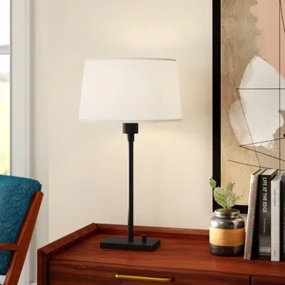 Robert Abbey Real Simple 22.75" Table Lamp In Matte Black Powder Coat,off-white Snowflake