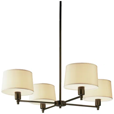 Robert Abbey Real Simple Chandelier 27" 4 Light Bronze Finish Fabric Shades