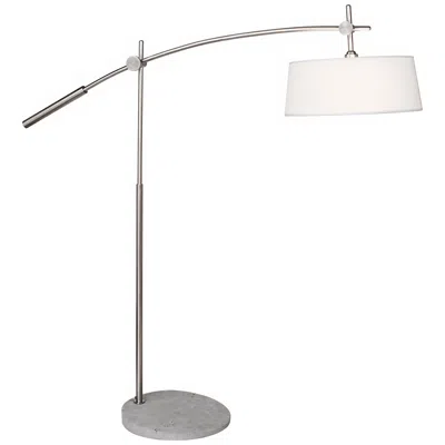 Robert Abbey Rico Espinet Miles Adjustable Height 2-light Boom Arm Nickel Floor Lamp In White