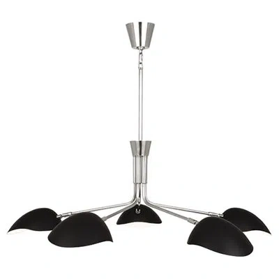 Robert Abbey Rico Espinet Racer 5 - Light Unique Classic / Traditional Chandelier In Polished Nickel,matte Black