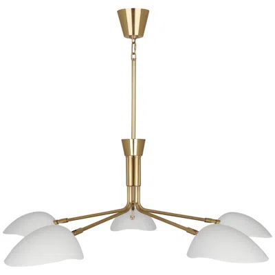 Robert Abbey Rico Espinet Racer 50" Wide 5-light White And Brass Modern Chandelier