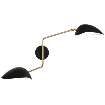 Robert Abbey Rico Espinet Racer Wall Sconce Brass With Matte Black Adjustable Shades