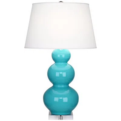 Robert Abbey Robin Egg Blue Triple Gourd Ceramic Table Lamp