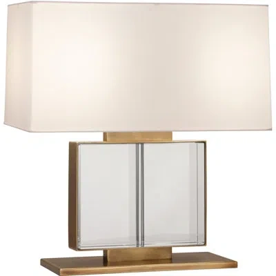 Robert Abbey Sloan Table Lamp - Lead Crystal, Aged Brass - Snowflake White Shade