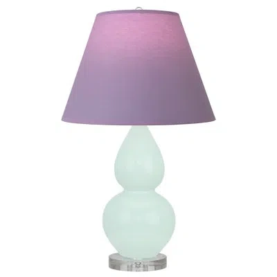 Robert Abbey Small Double Gourd Accent Lamp In Pearl Dupioni,mint Glazed