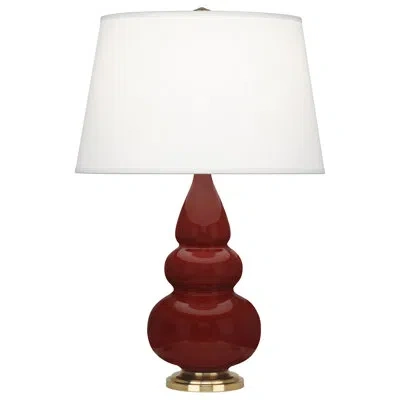 Robert Abbey Small Triple Gourd 24.5" Table Lamp In Citron,antique Brass,antique Brass