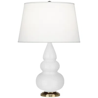 Robert Abbey , Small Triple Gourd, Daisy Ceramic, Brass, Accent Lamp