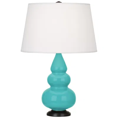 Robert Abbey , Small Triple Gourd, Egg Blue, Ceramic, Bronze, Accent Lamp