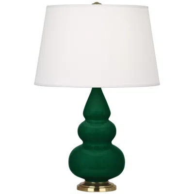 Robert Abbey , Small Triple Gourd, Jungle, Ceramic, Brass, Accent Lamp