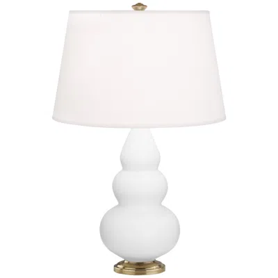 Robert Abbey , Small Triple Gourd, M Daisy Ceramic, Brass, Accent Lamp