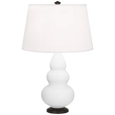 Robert Abbey , Small Triple Gourd, M Daisy Ceramic, Bronze, Accent Lamp