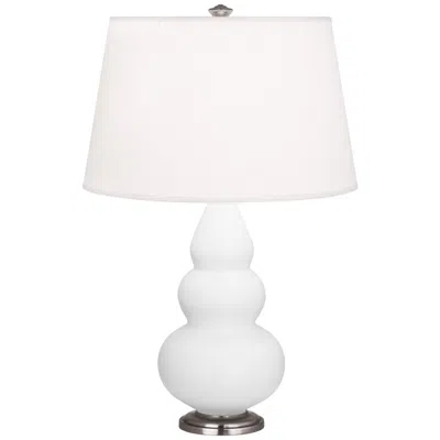 Robert Abbey , Small Triple Gourd, M Daisy Ceramic, Silver, Accent Lamp