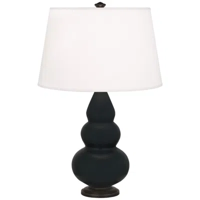 Robert Abbey , Small Triple Gourd, Obsidian Ceramic, Bronze, Accent Lamp