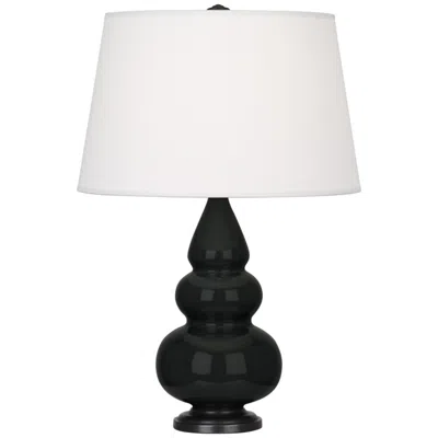 Robert Abbey , Small Triple Gourd, Obsidian Ceramic, Bronze, Accent Lamp