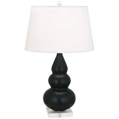 Robert Abbey , Small Triple Gourd, Obsidian Ceramic, Lucite, Accent Lamp