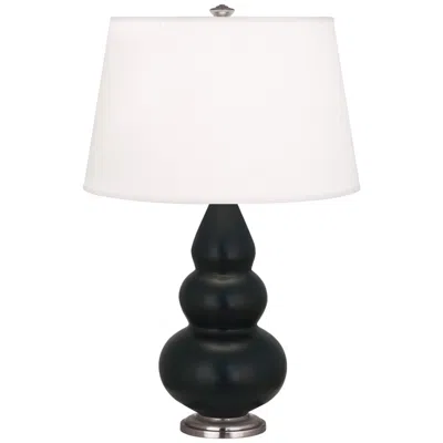 Robert Abbey , Small Triple Gourd, Obsidian Ceramic, Silver, Accent Lamp