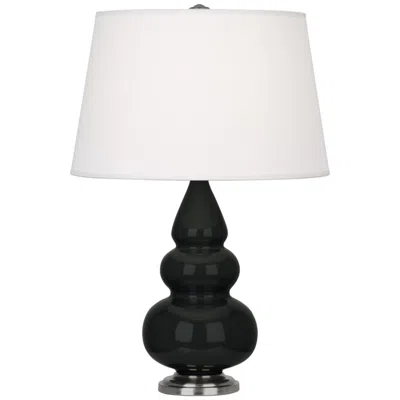 Robert Abbey , Small Triple Gourd, Obsidian Ceramic, Silver, Accent Lamp