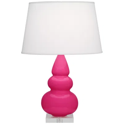 Robert Abbey , Small Triple Gourd, Razzle Rose Ceramic Lucite, Accent Lamp